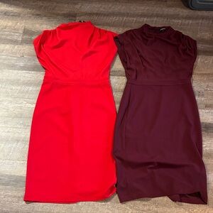 Express Red and Burgundy Midi Sheath Dresses